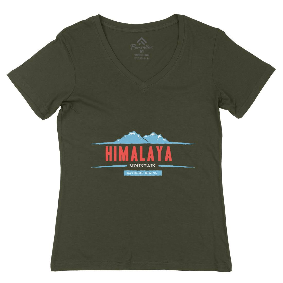 Himalaya Mountain Womens Organic V-Neck T-Shirt Nature A329