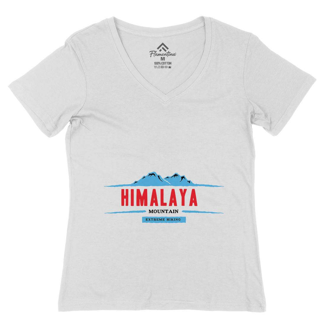 Himalaya Mountain Womens Organic V-Neck T-Shirt Nature A329
