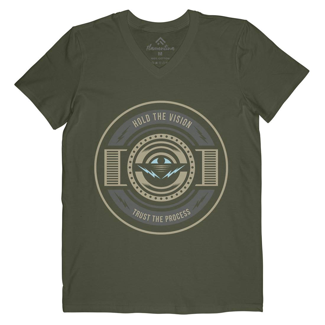 Hold The Vision Mens Organic V-Neck T-Shirt Illuminati A331