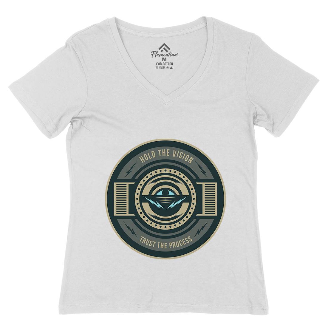 Hold The Vision Womens Organic V-Neck T-Shirt Illuminati A331