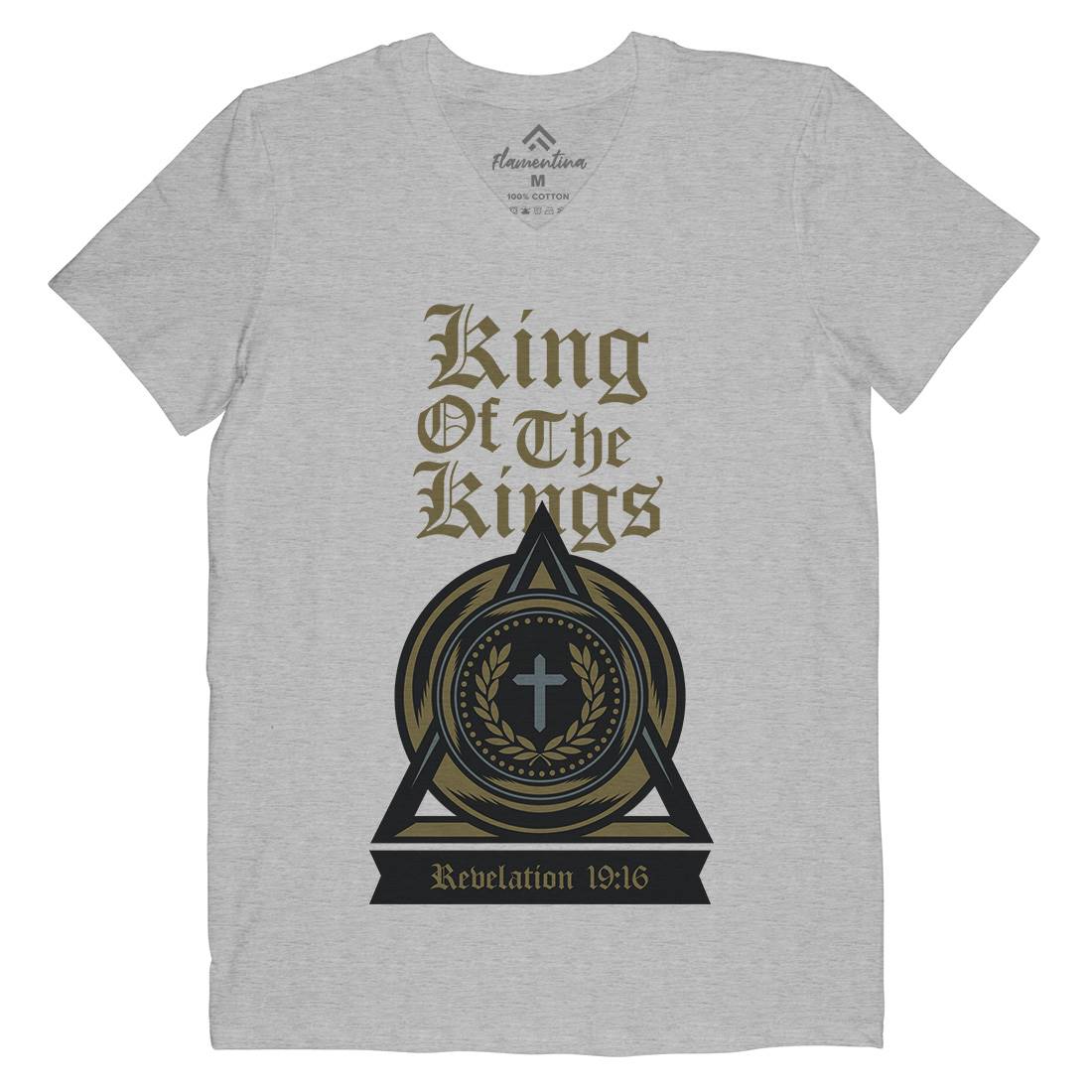 King Of The Kings Mens Organic V-Neck T-Shirt Religion A332