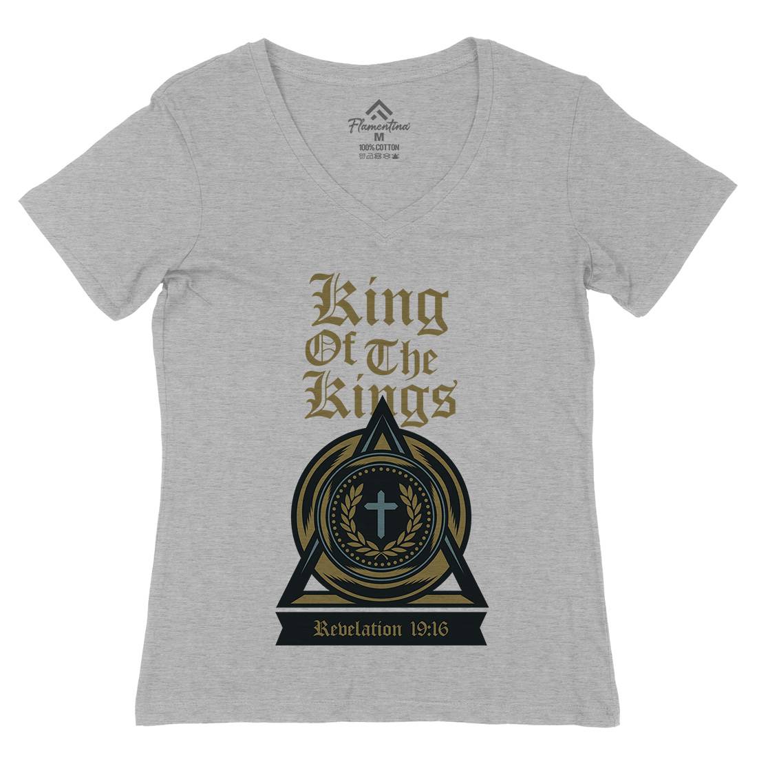 King Of The Kings Womens Organic V-Neck T-Shirt Religion A332