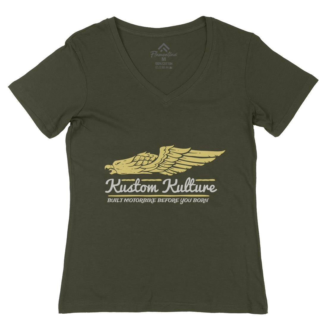 Kustom Kulture Womens Organic V-Neck T-Shirt Motorcycles A333