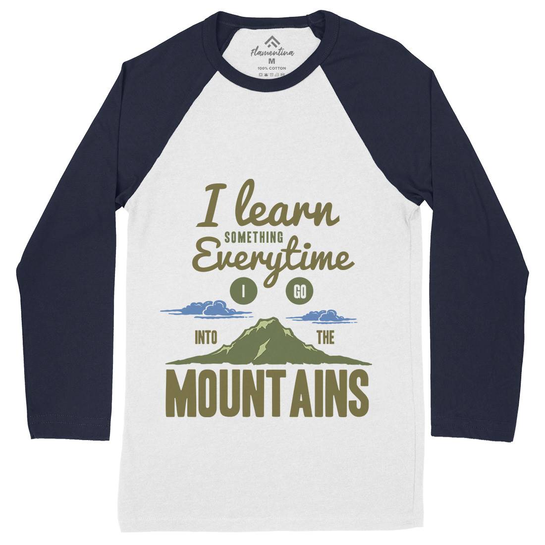 Learn From The Mountains Mens Long Sleeve Baseball T-Shirt Nature A335