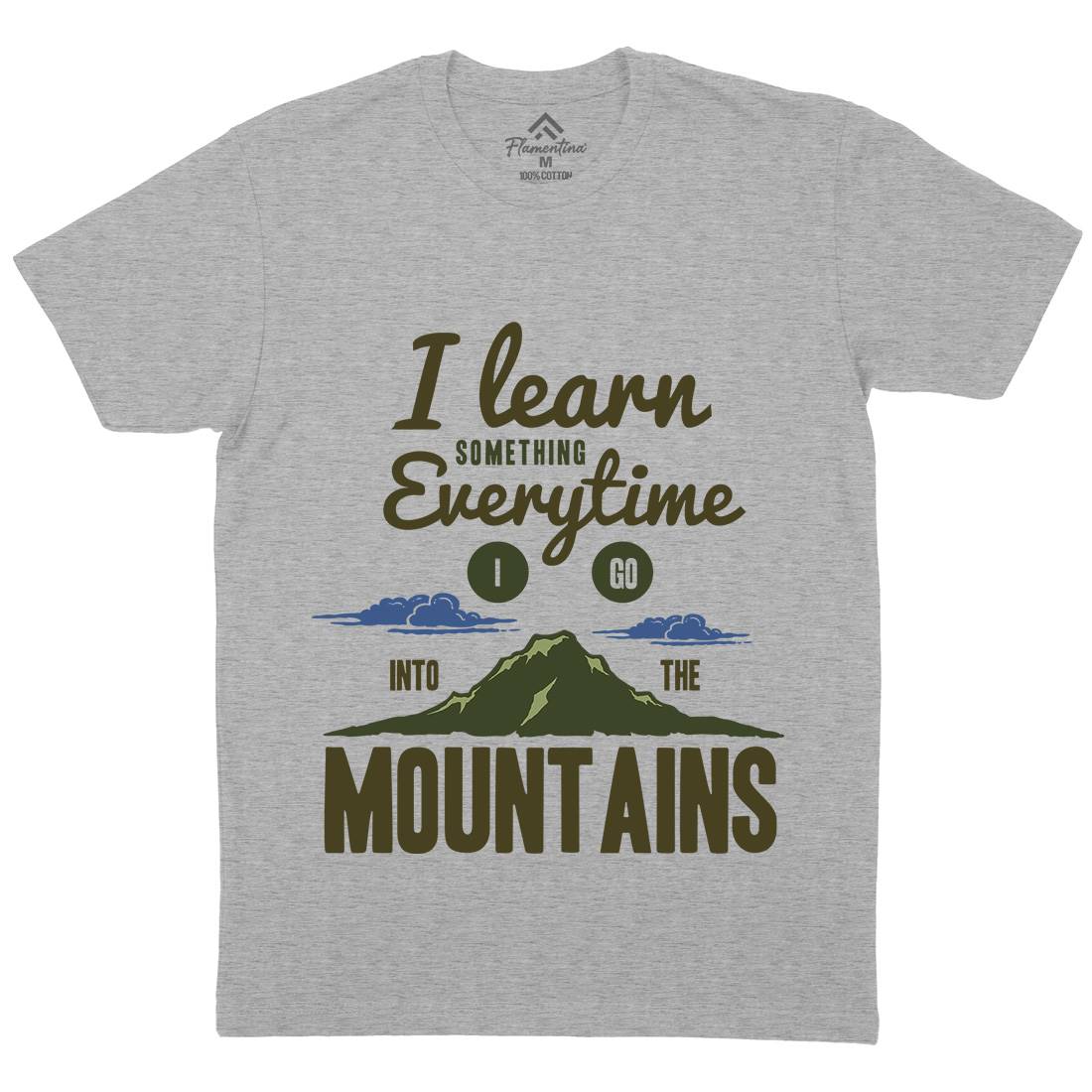 Learn From The Mountains Mens Organic Crew Neck T-Shirt Nature A335