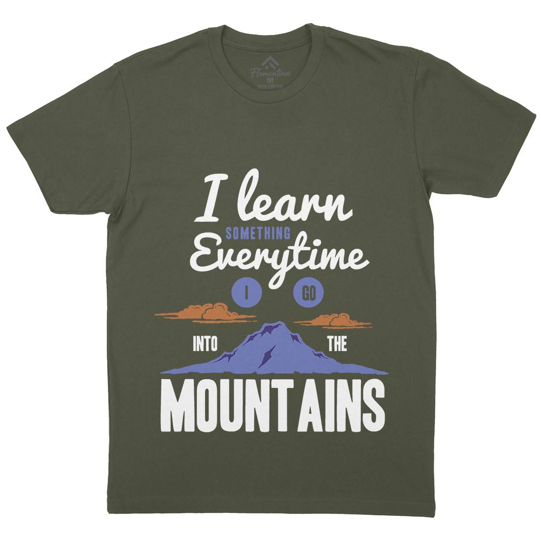 Learn From The Mountains Mens Organic Crew Neck T-Shirt Nature A335