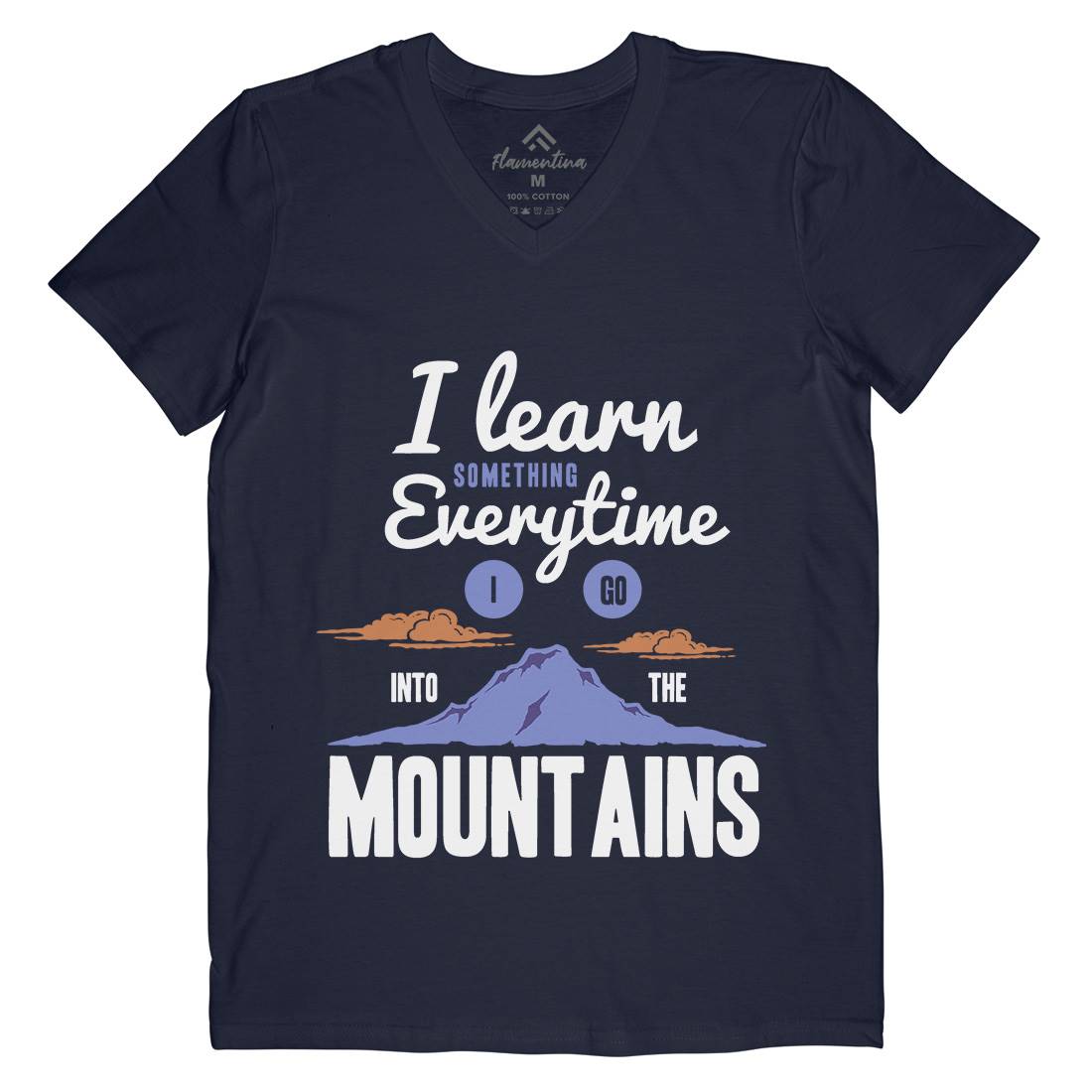 Learn From The Mountains Mens Organic V-Neck T-Shirt Nature A335