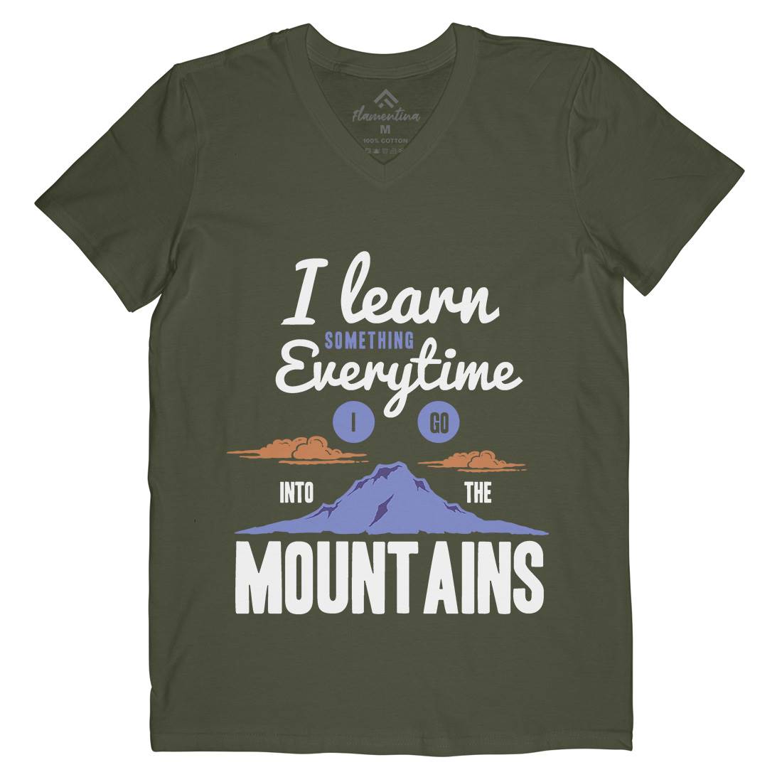 Learn From The Mountains Mens Organic V-Neck T-Shirt Nature A335