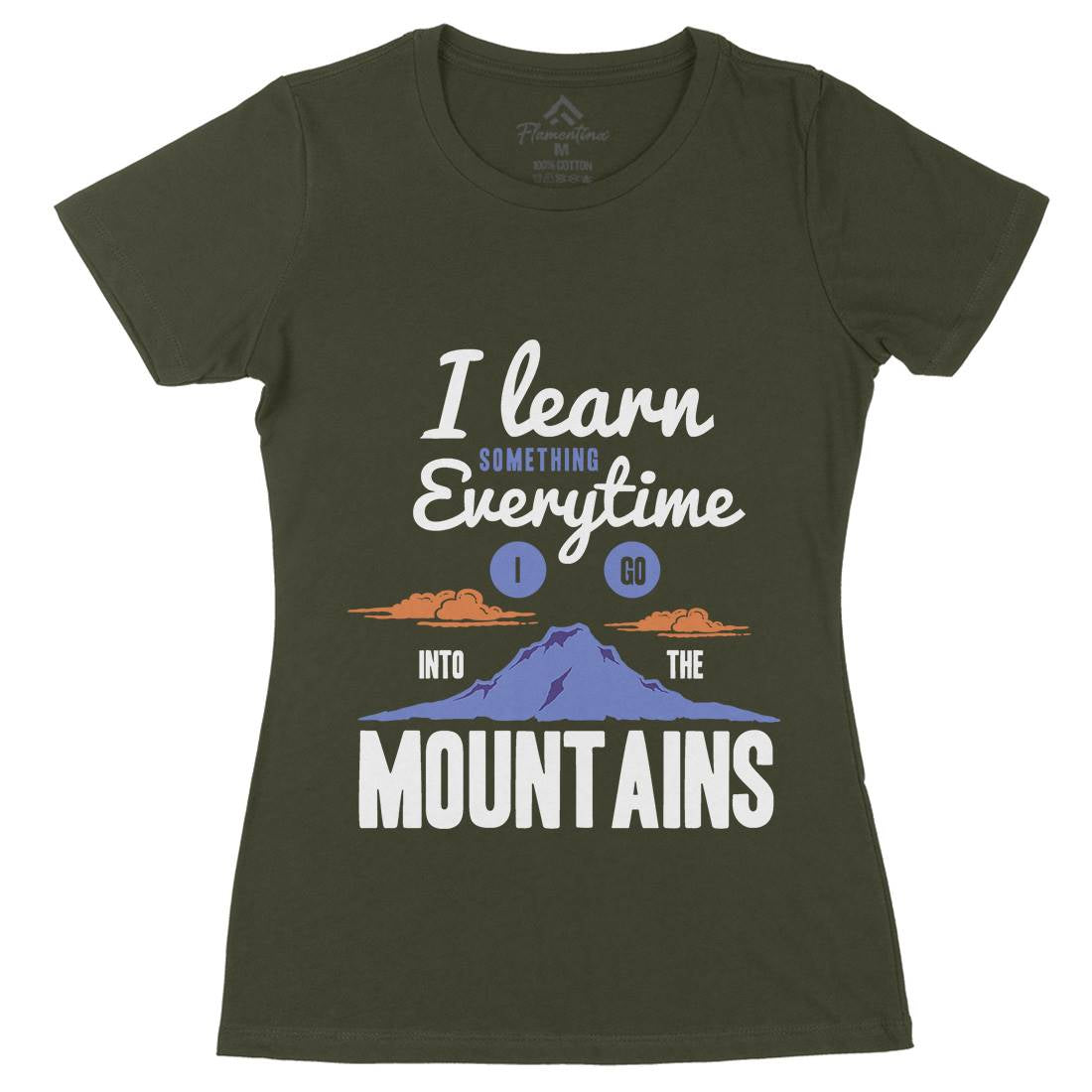 Learn From The Mountains Womens Organic Crew Neck T-Shirt Nature A335