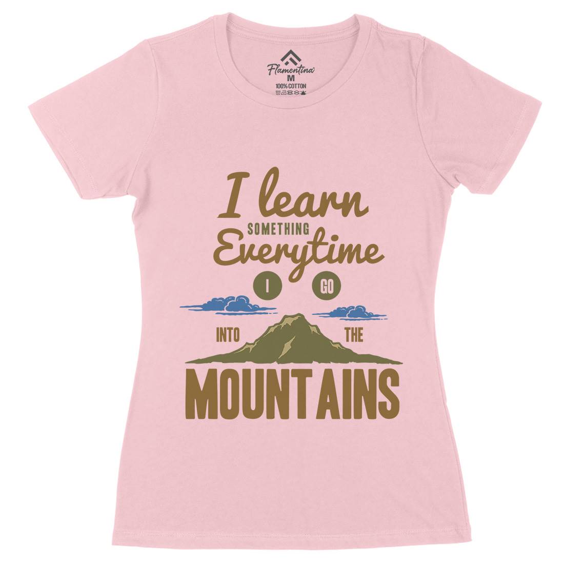 Learn From The Mountains Womens Organic Crew Neck T-Shirt Nature A335