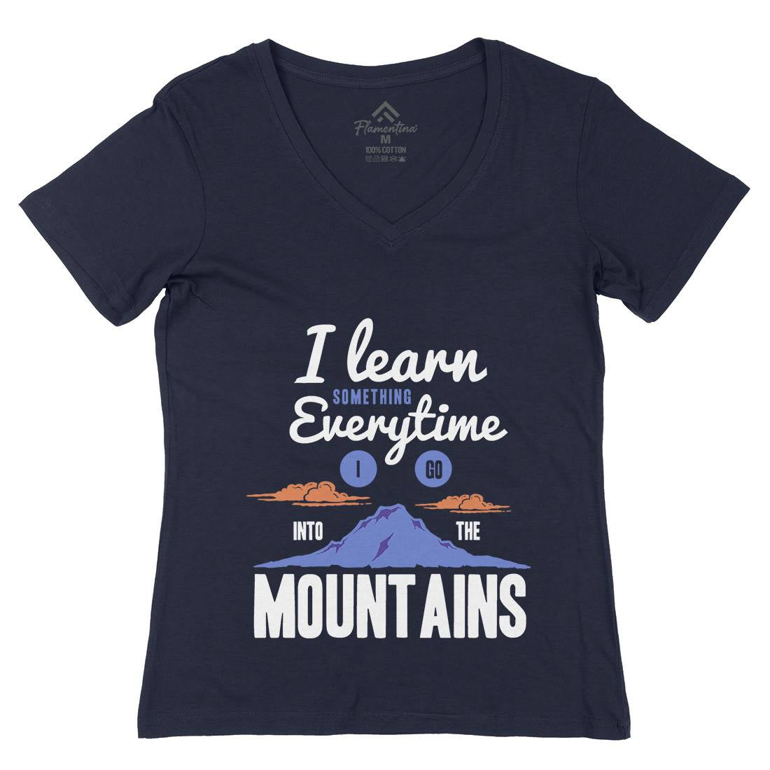 Learn From The Mountains Womens Organic V-Neck T-Shirt Nature A335