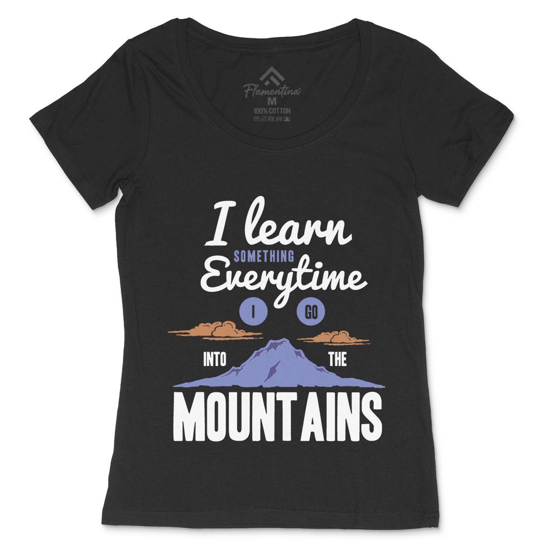 Learn From The Mountains Womens Scoop Neck T-Shirt Nature A335