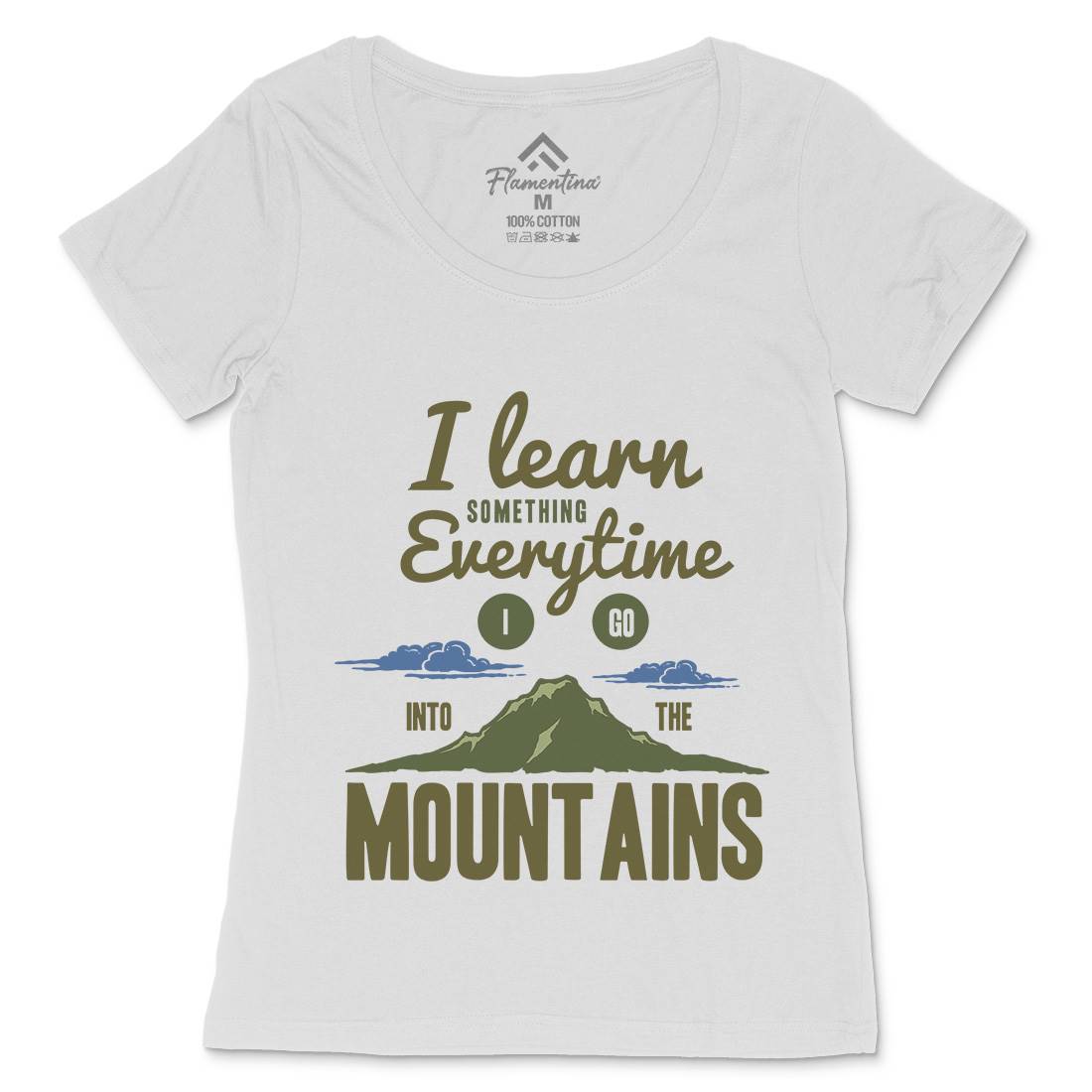 Learn From The Mountains Womens Scoop Neck T-Shirt Nature A335