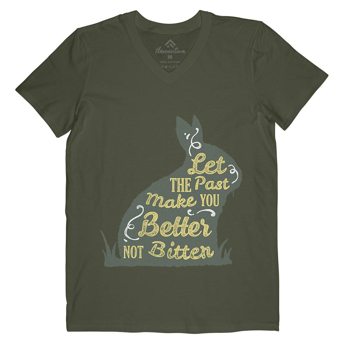 Let The Past Mens Organic V-Neck T-Shirt Quotes A336