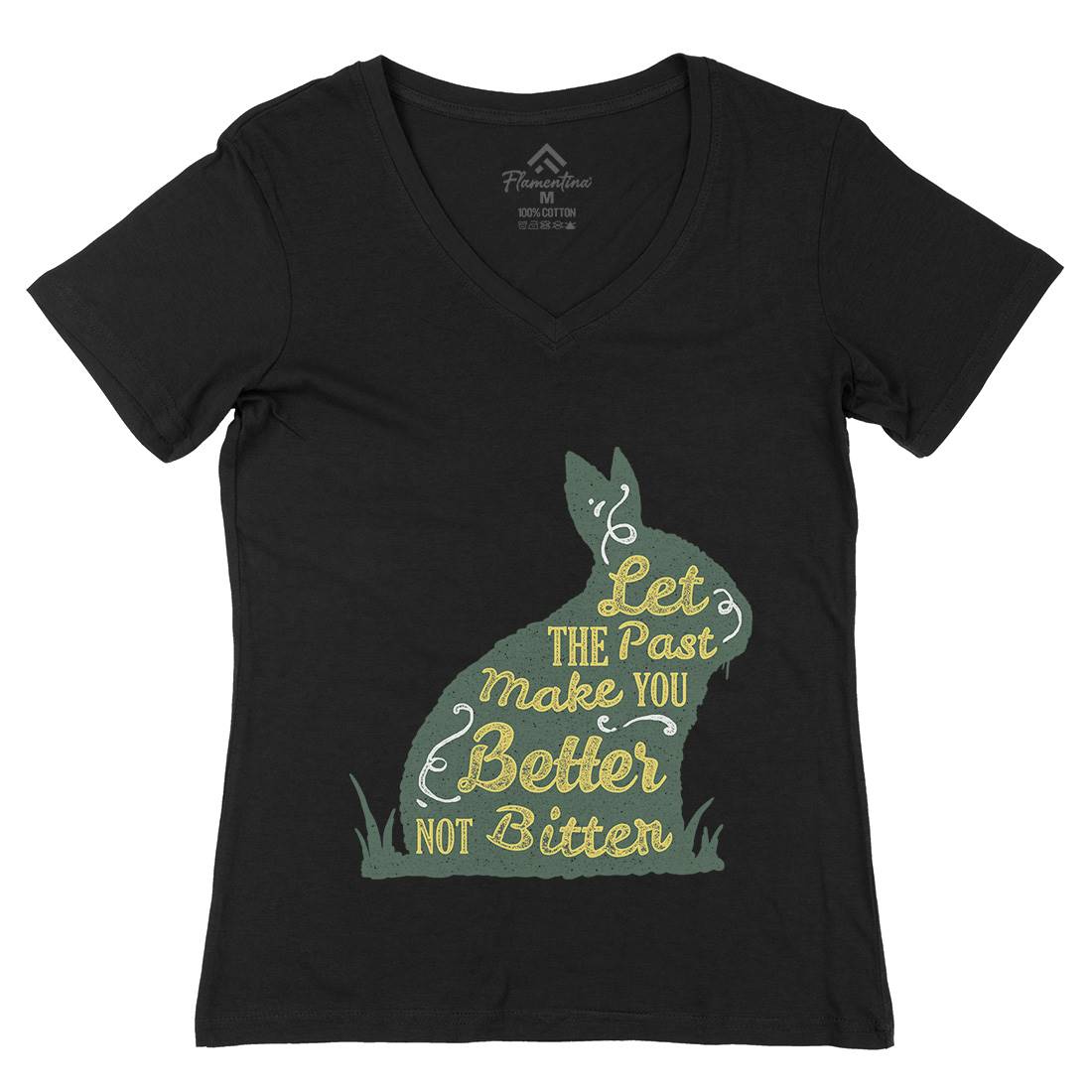 Let The Past Womens Organic V-Neck T-Shirt Quotes A336
