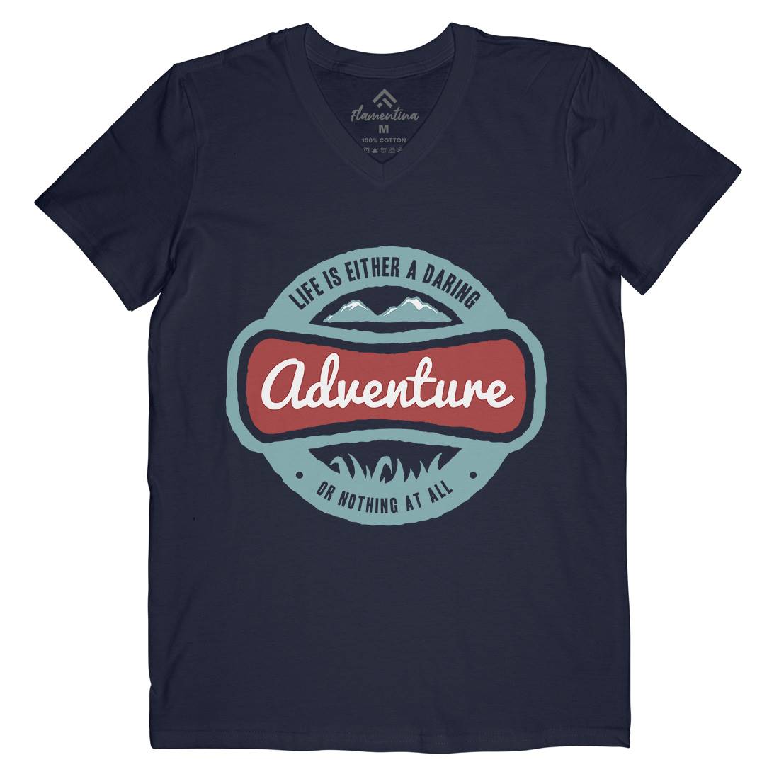 Life Is Adventure Mens Organic V-Neck T-Shirt Nature A337