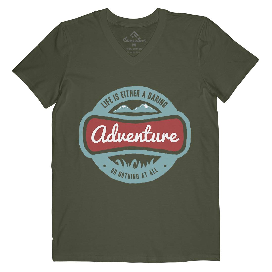 Life Is Adventure Mens Organic V-Neck T-Shirt Nature A337