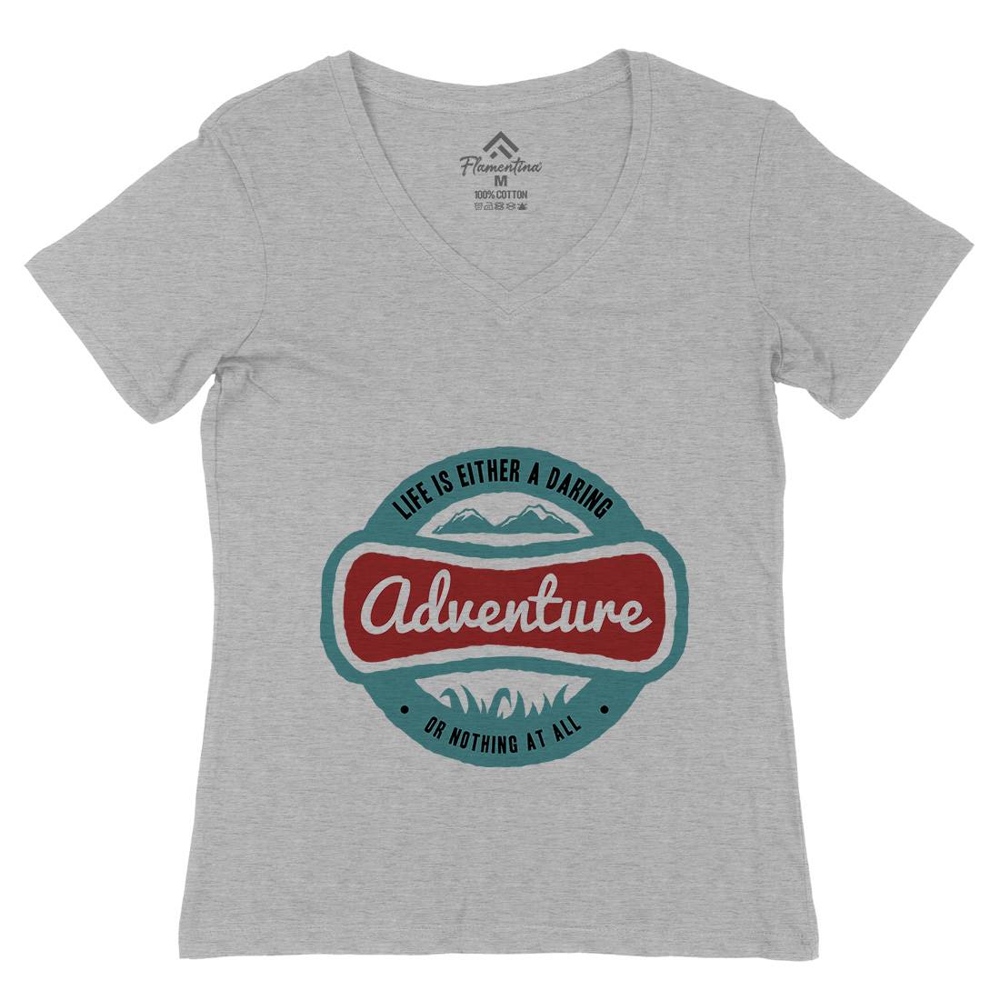 Life Is Adventure Womens Organic V-Neck T-Shirt Nature A337