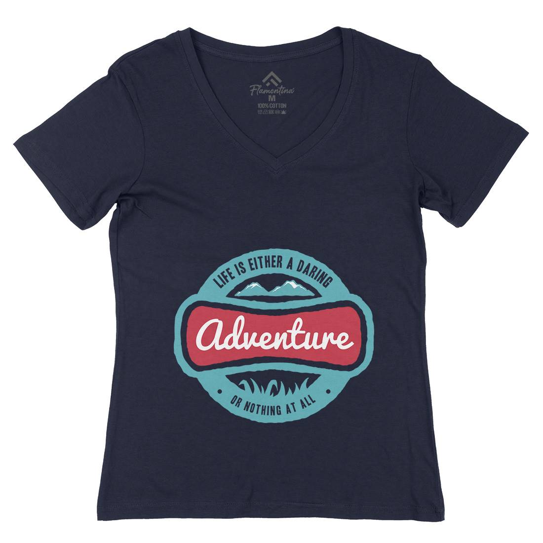 Life Is Adventure Womens Organic V-Neck T-Shirt Nature A337