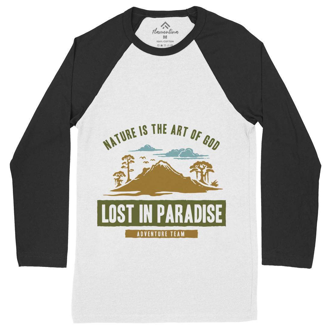 Lost In Paradise Mens Long Sleeve Baseball T-Shirt Nature A339