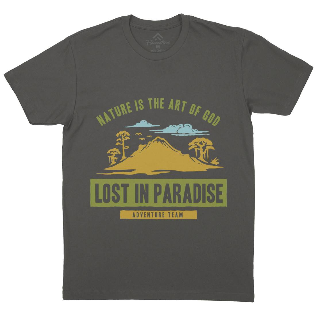 Lost In Paradise Mens Organic Crew Neck T-Shirt Nature A339