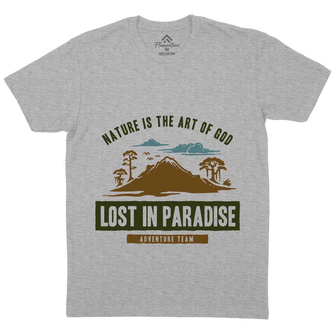 Lost In Paradise Mens Organic Crew Neck T-Shirt Nature A339