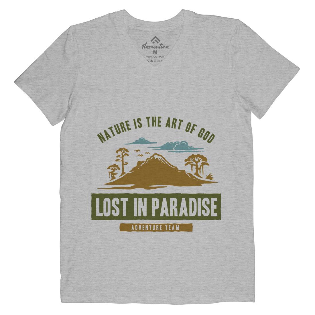 Lost In Paradise Mens Organic V-Neck T-Shirt Nature A339