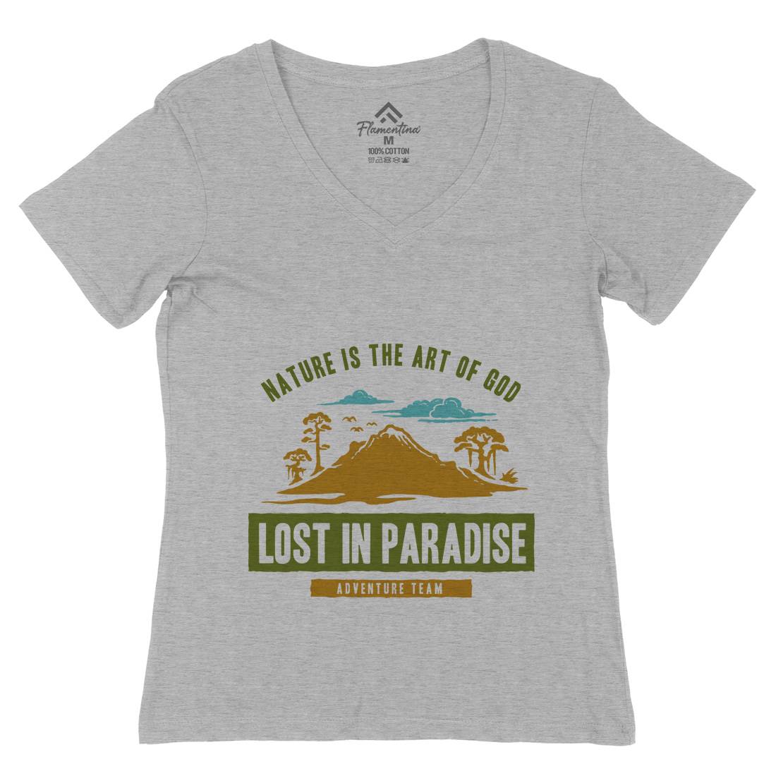 Lost In Paradise Womens Organic V-Neck T-Shirt Nature A339