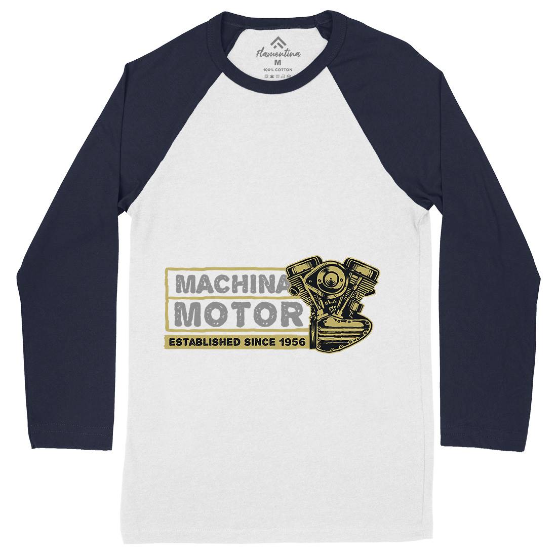 Machina Motor Mens Long Sleeve Baseball T-Shirt Motorcycles A340