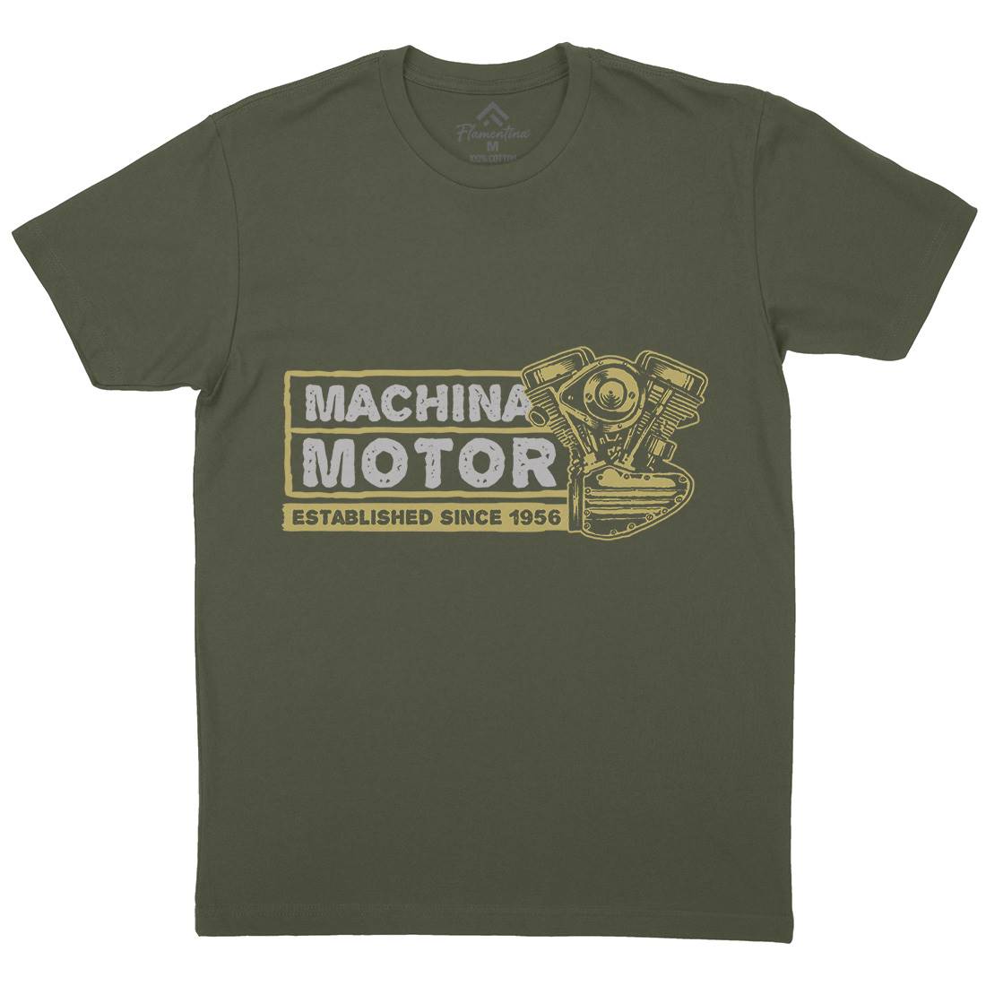 Machina Motor Mens Organic Crew Neck T-Shirt Motorcycles A340