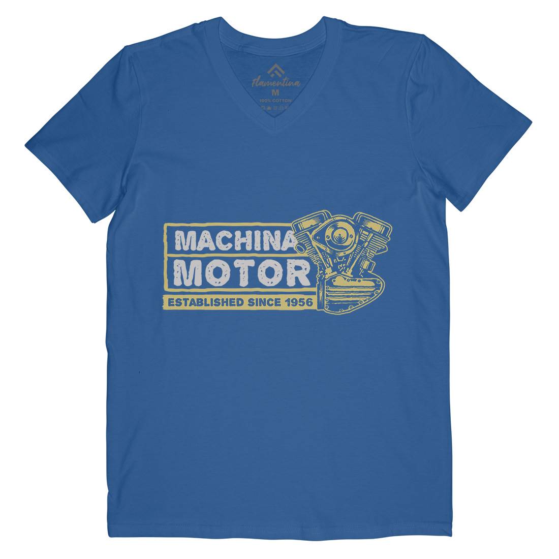 Machina Motor Mens V-Neck T-Shirt Motorcycles A340