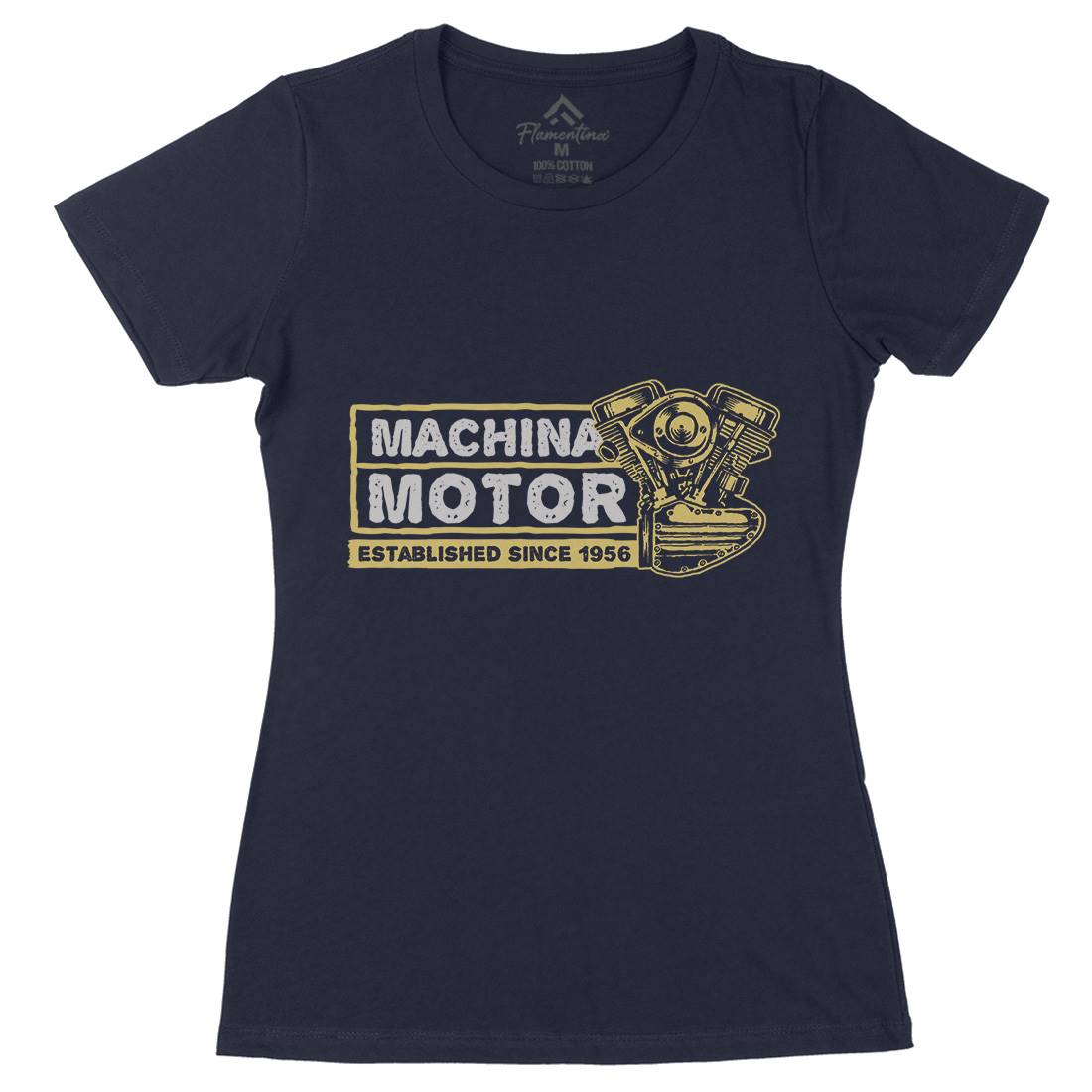 Machina Motor Womens Organic Crew Neck T-Shirt Motorcycles A340