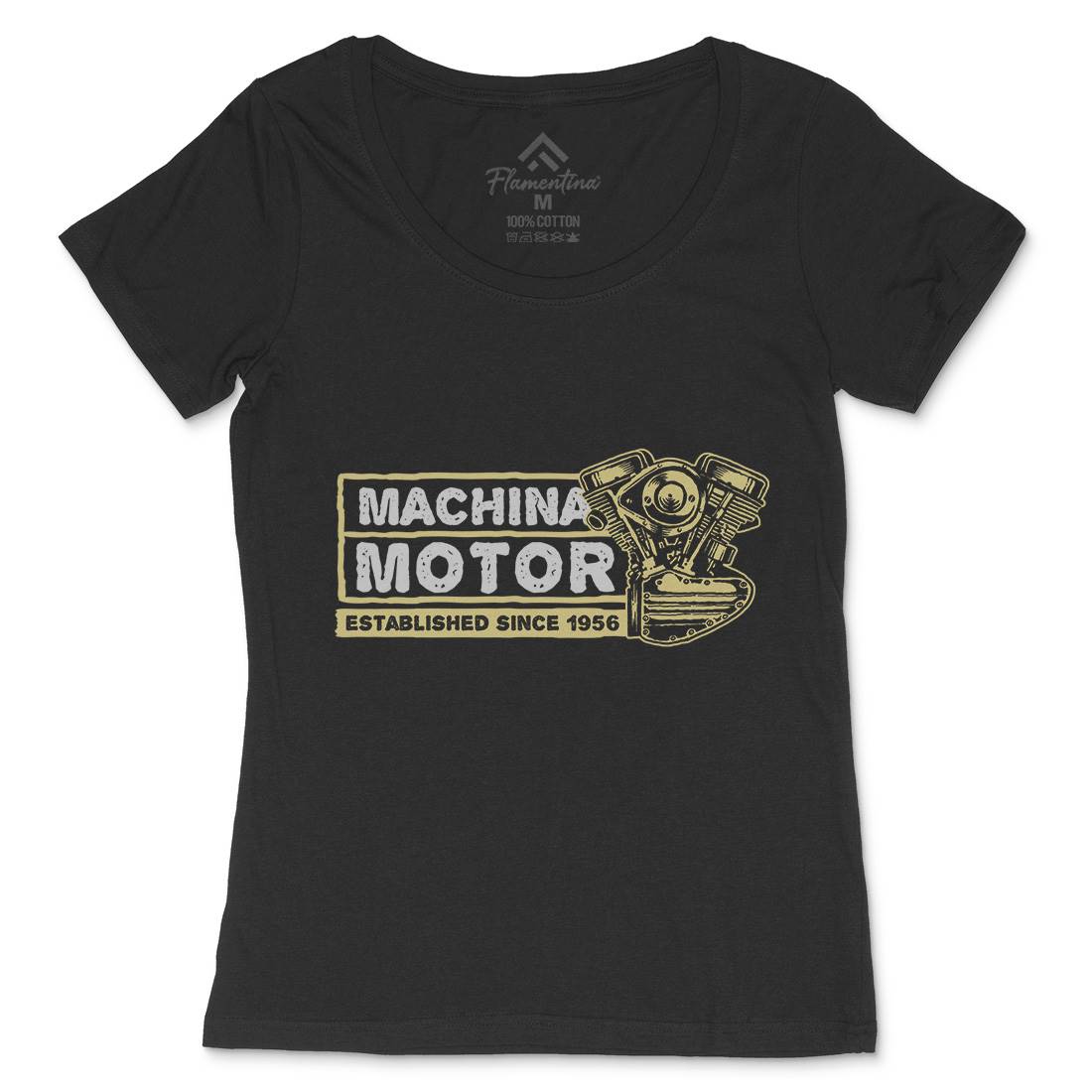 Machina Motor Womens Scoop Neck T-Shirt Motorcycles A340