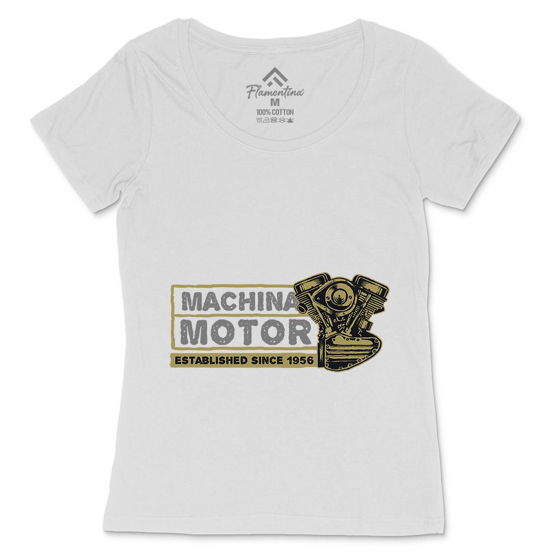 Machina Motor Womens Scoop Neck T-Shirt Motorcycles A340