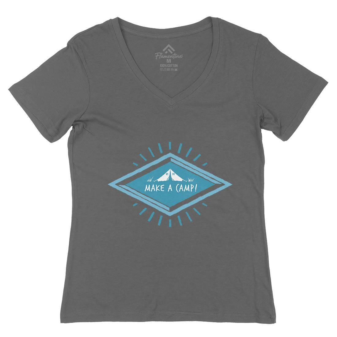 Make A Camp Womens Organic V-Neck T-Shirt Nature A341