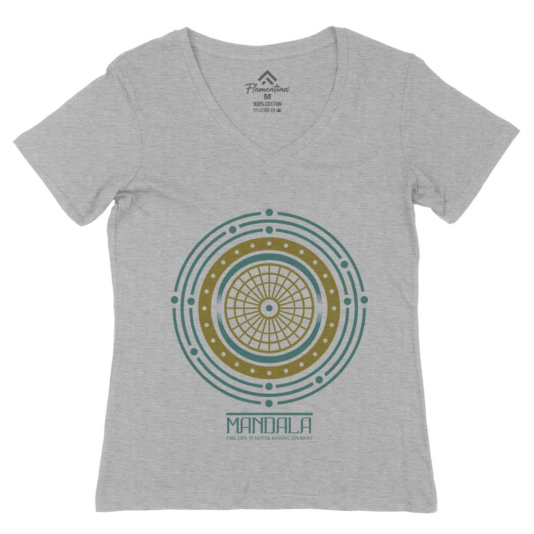 Mandala Womens Organic V-Neck T-Shirt Quotes A342
