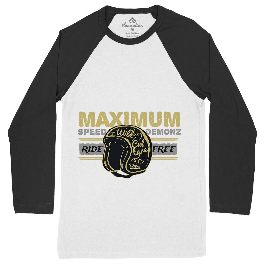 Maximum Speed Mens Long Sleeve Baseball T-Shirt Motorcycles A344