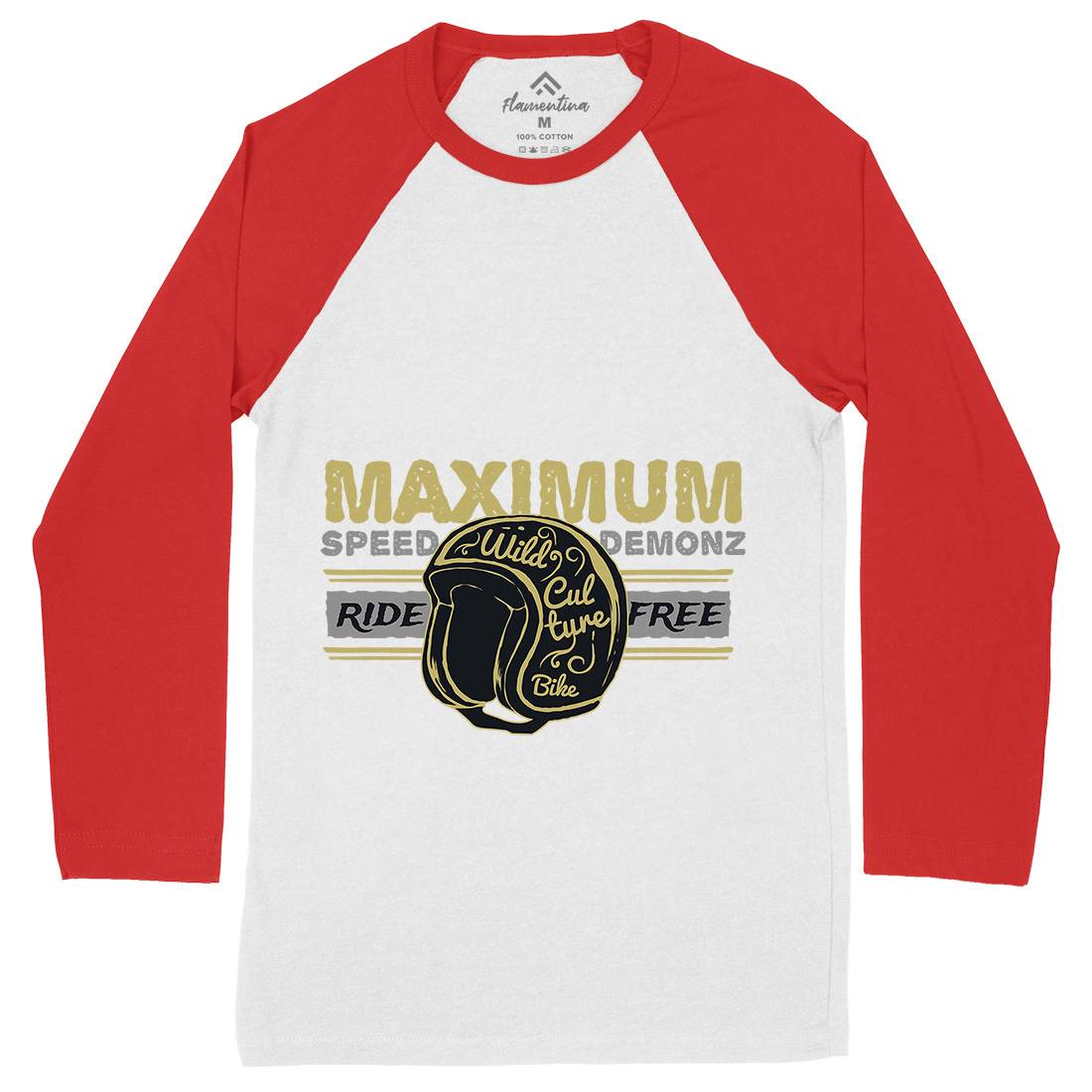 Maximum Speed Mens Long Sleeve Baseball T-Shirt Motorcycles A344