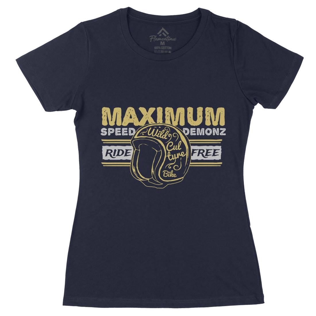 Maximum Speed Womens Organic Crew Neck T-Shirt Motorcycles A344