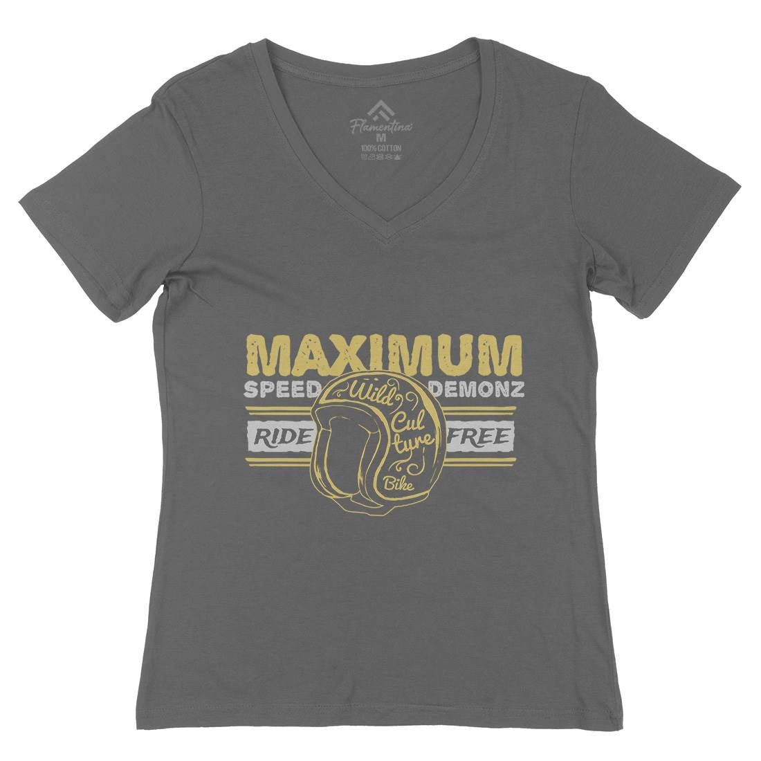 Maximum Speed Womens Organic V-Neck T-Shirt Motorcycles A344