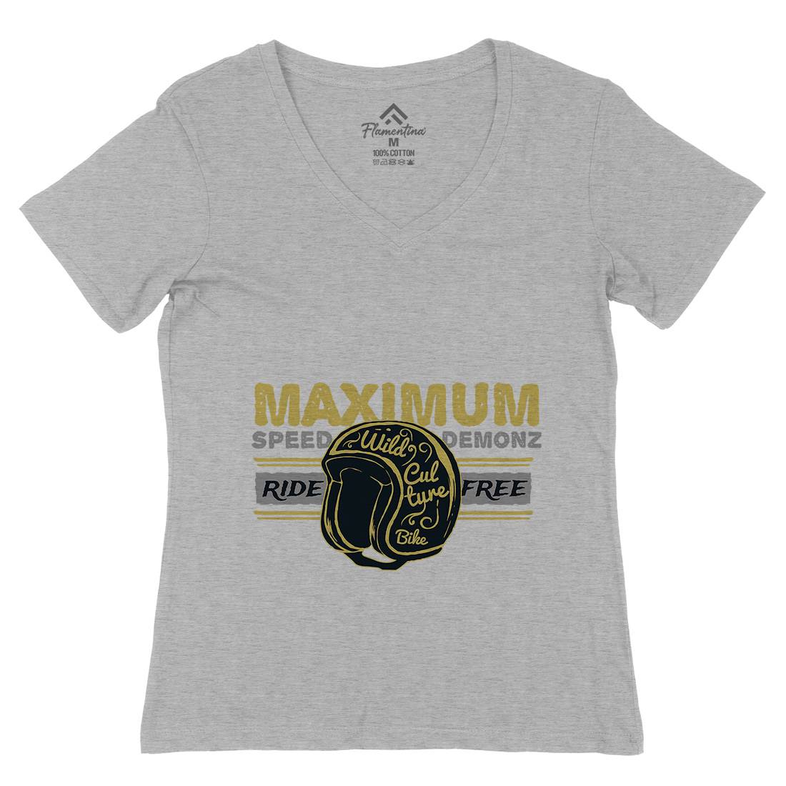 Maximum Speed Womens Organic V-Neck T-Shirt Motorcycles A344