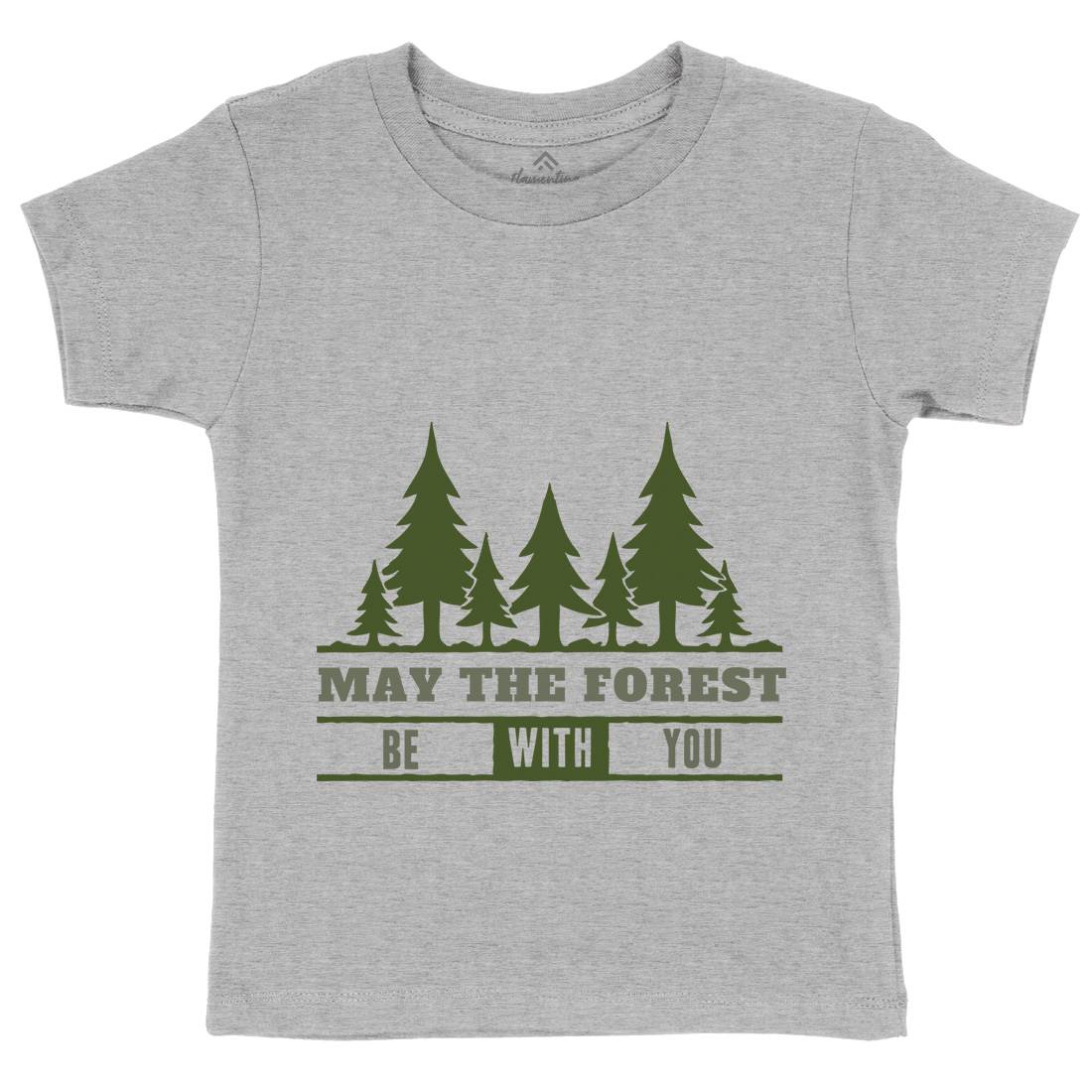 May The Forest Be With You Kids Organic Crew Neck T-Shirt Nature A345