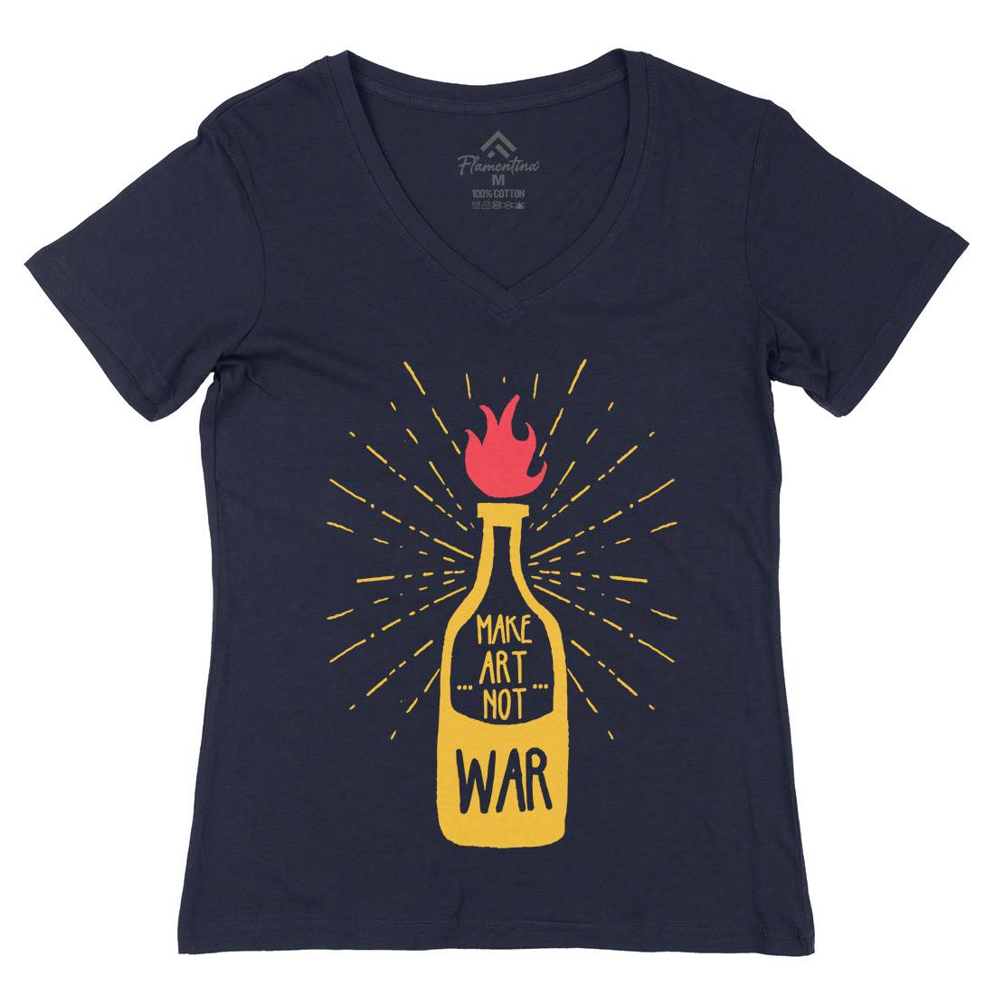 Molotov Solution Womens Organic V-Neck T-Shirt Retro A347