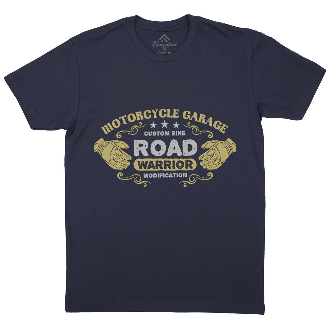 Garage Mens Organic Crew Neck T-Shirt Motorcycles A348