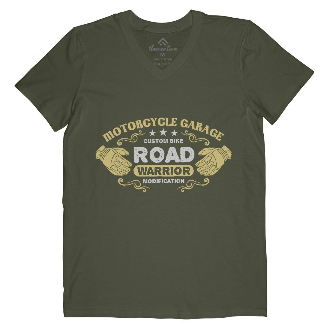 Garage Mens Organic V-Neck T-Shirt Motorcycles A348