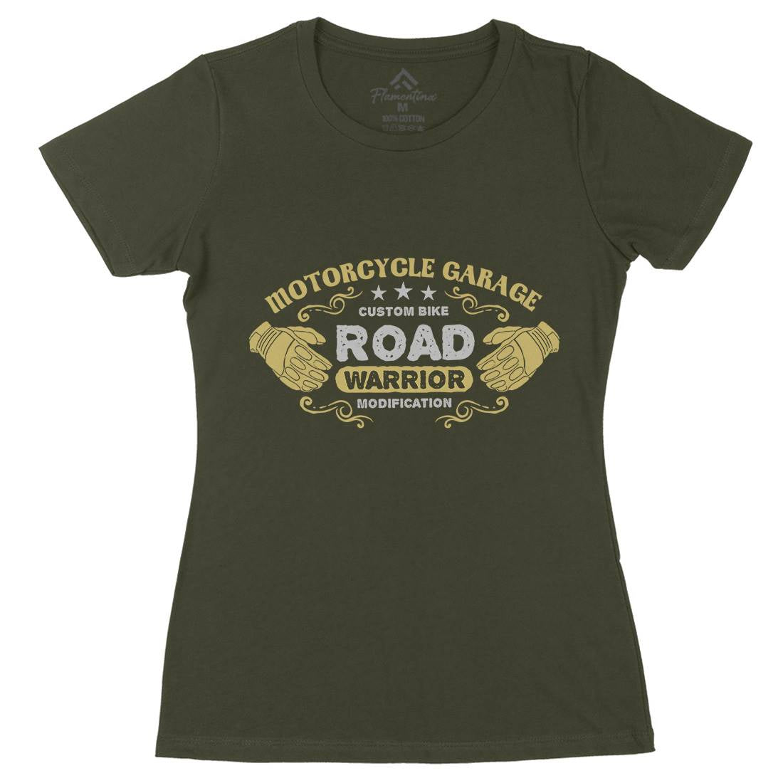 Garage Womens Organic Crew Neck T-Shirt Motorcycles A348
