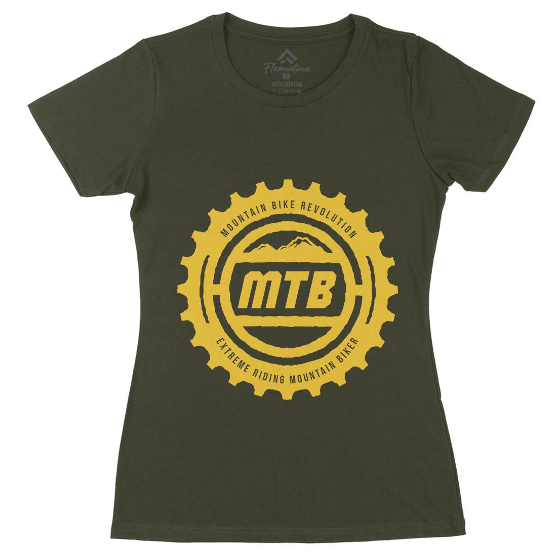 Mountain Bike Womens Organic Crew Neck T-Shirt Bikes A349