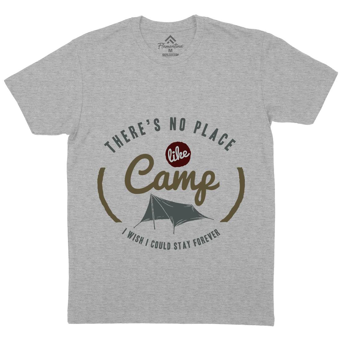 No Place Like Camp Mens Organic Crew Neck T-Shirt Nature A353