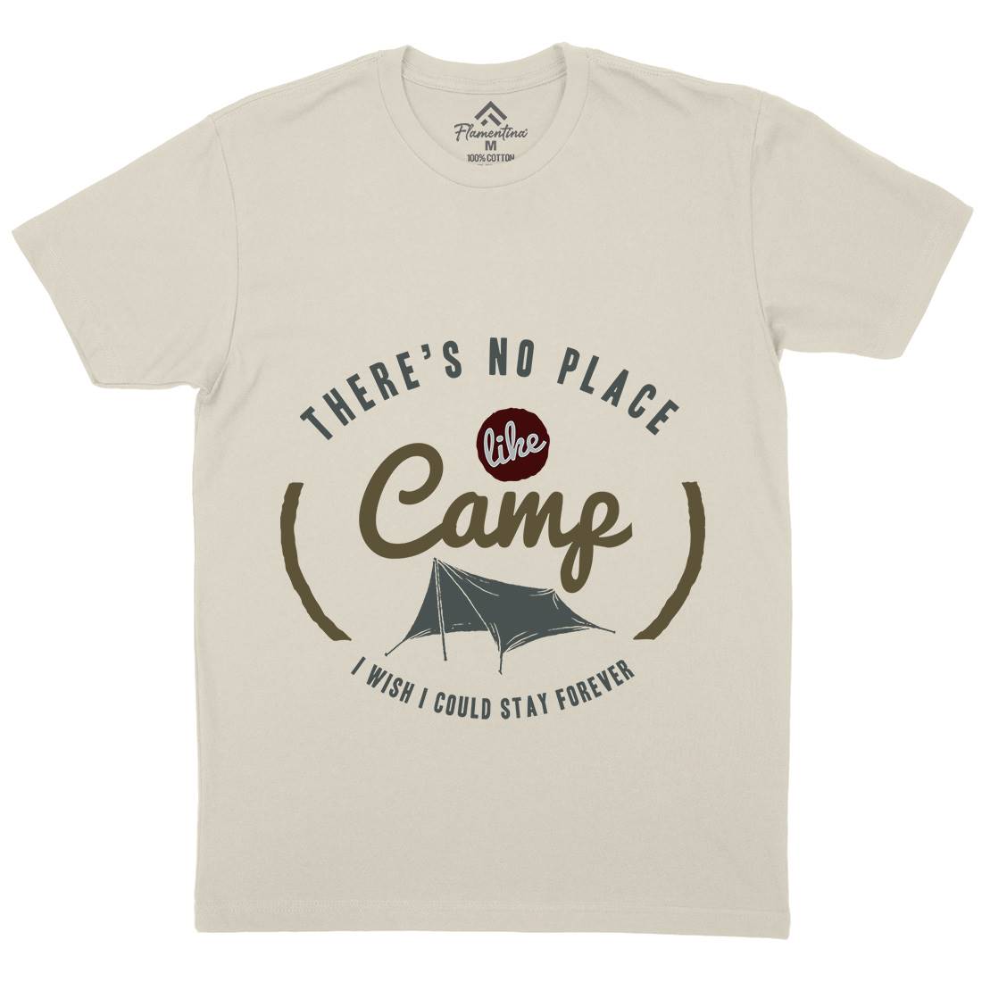 No Place Like Camp Mens Organic Crew Neck T-Shirt Nature A353