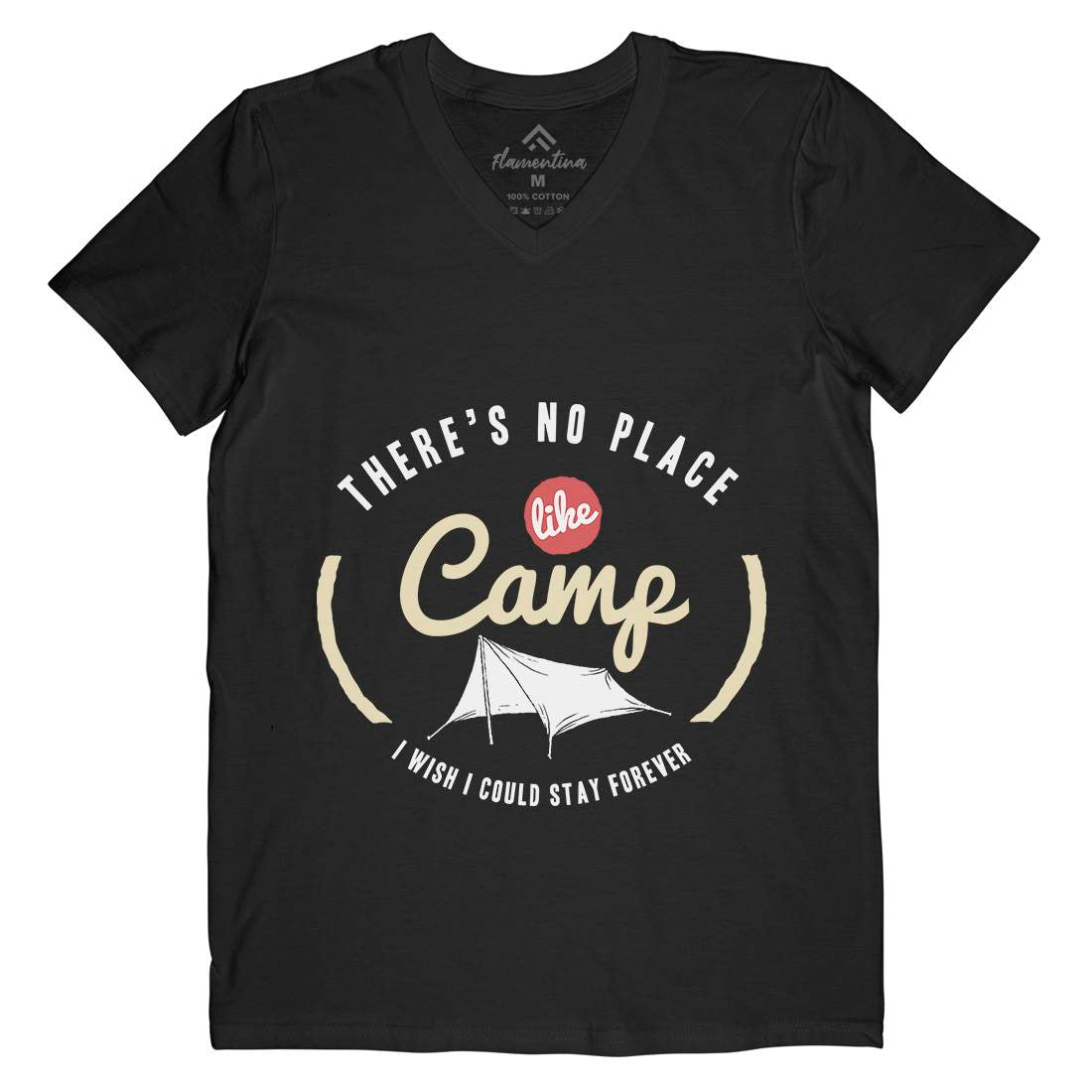 No Place Like Camp Mens Organic V-Neck T-Shirt Nature A353
